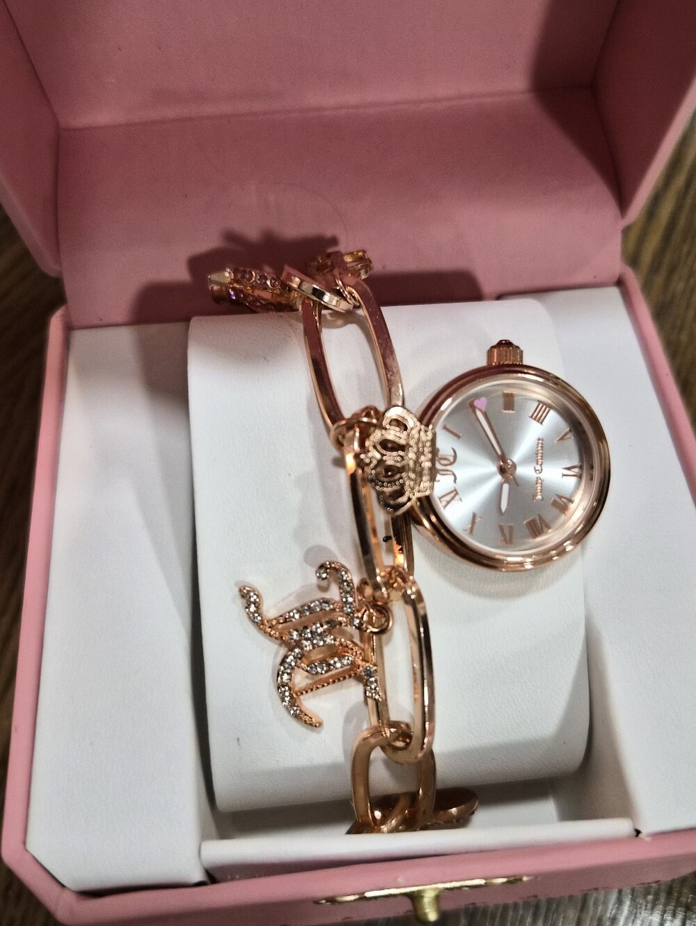 Juicy Couture Rose Gold Charm Bracelet Watch - New In Box